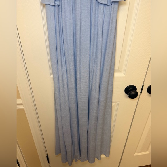 Flawless Shells By The Coast Ruffle Maxi Dress Open Back NWT M Sky Blue Boho - Picture 5 of 9